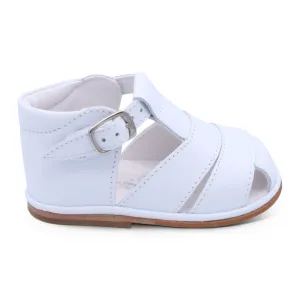 'Myles' Boys White Leather T-Bar Sandals