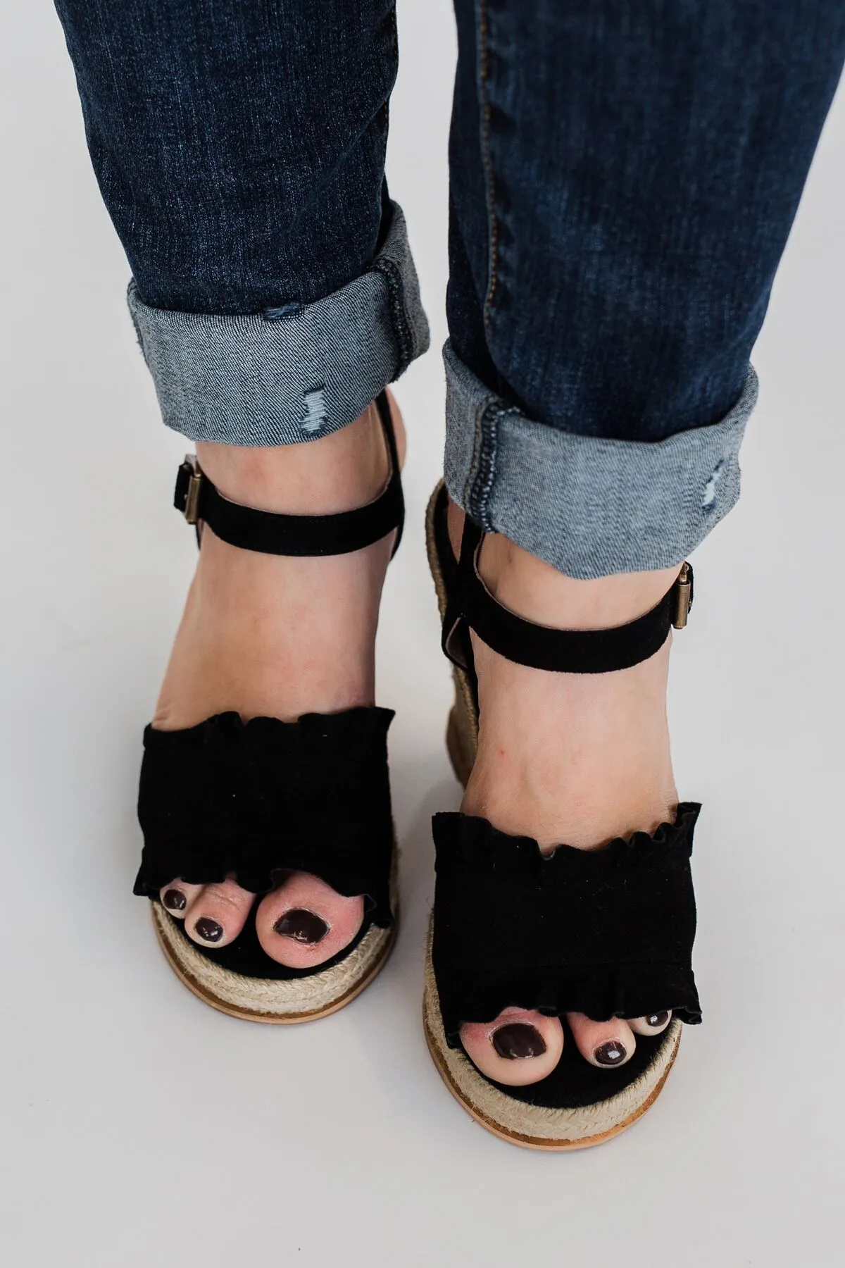 Naughty Monkey Love Wedges- Black