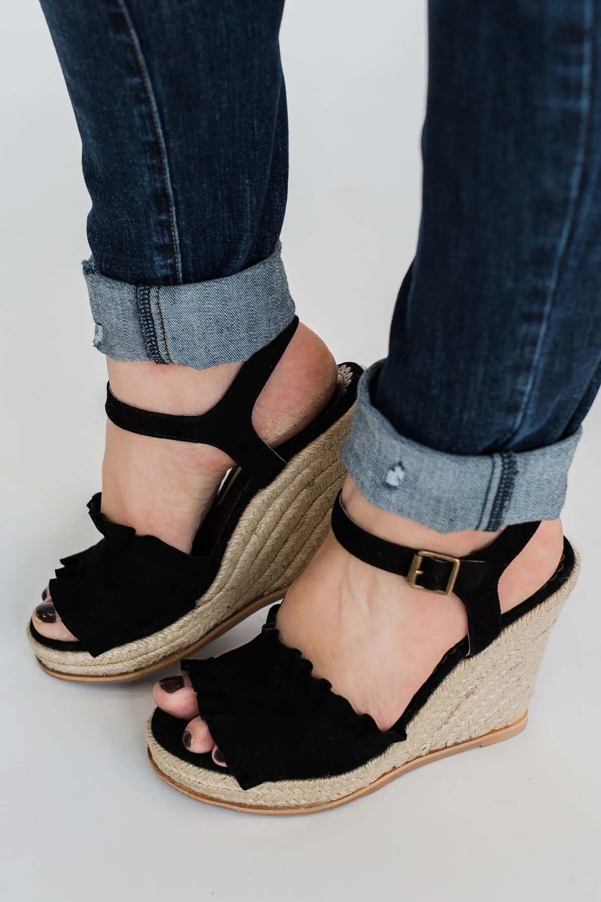 Naughty Monkey Love Wedges- Black