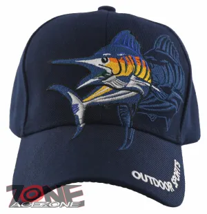 NEW! OUTDOOR SPORTS SWORDFISH FISHING MARINE BALL CAP HAT NAVY