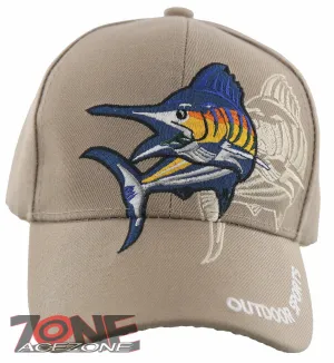 NEW! OUTDOOR SPORTS SWORDFISH FISHING MARINE BALL CAP HAT TAN