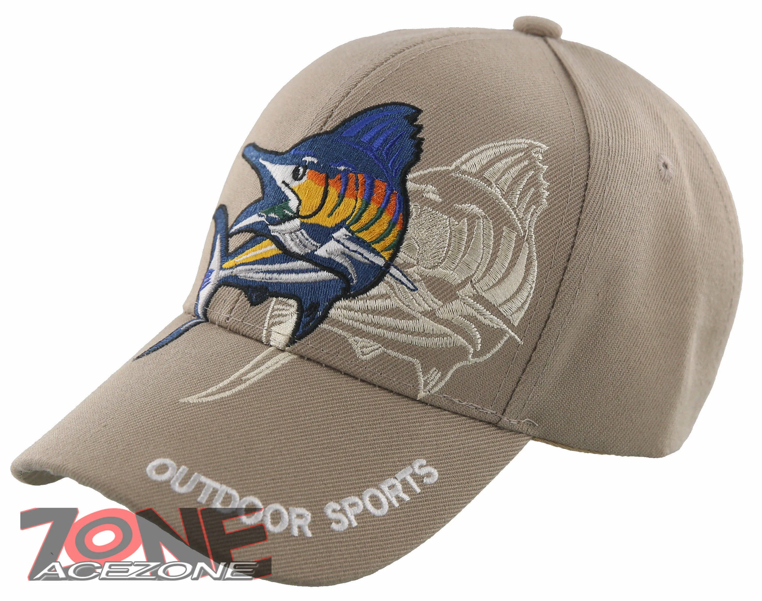 NEW! OUTDOOR SPORTS SWORDFISH FISHING MARINE BALL CAP HAT TAN