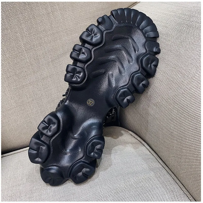 New Patent Leather Women Casual Old Harajuku Shoes Punk Thick Bottom Increased Lady Flat Platform Sports Sneakers Shoes Creepers