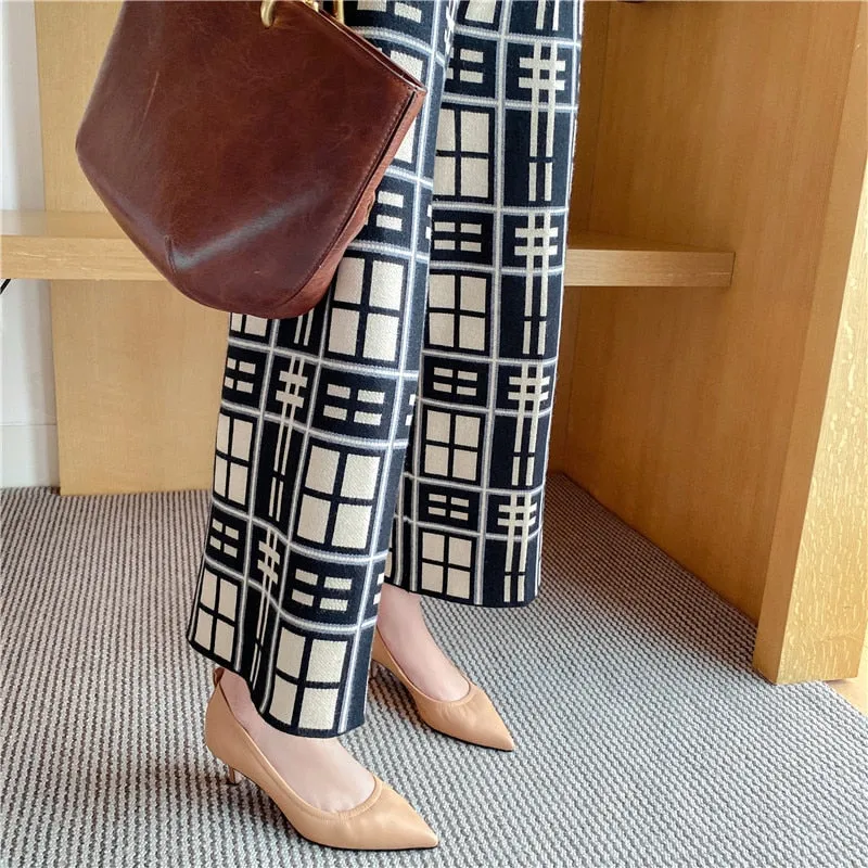 New Point Toe Shoes Women Pumps Women Spring Summer Party Wedding Shoes Fine Heels Genuine Leather Elegant Shoes Woman