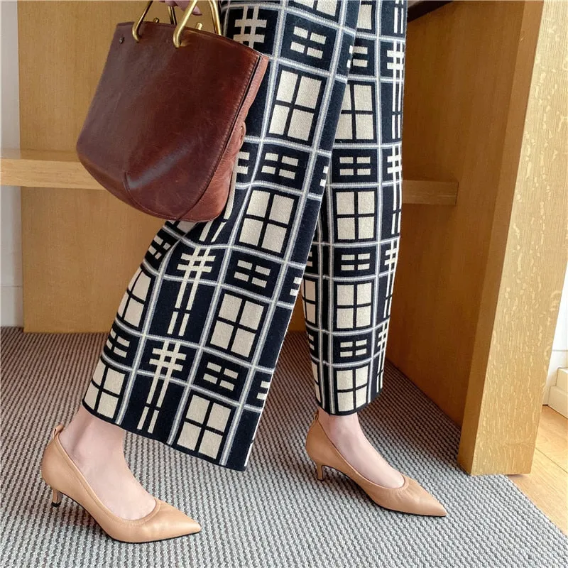New Point Toe Shoes Women Pumps Women Spring Summer Party Wedding Shoes Fine Heels Genuine Leather Elegant Shoes Woman