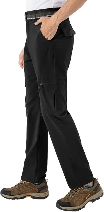 NEW Retails $40 Rdruko Men's Hiking Pants Water-Resistant Lightweight Quick Dry Outdoor Sports Work Pants 6 Pockets, Black, Sz L