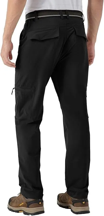 NEW Retails $40 Rdruko Men's Hiking Pants Water-Resistant Lightweight Quick Dry Outdoor Sports Work Pants 6 Pockets, Black, Sz L
