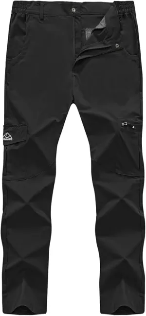 NEW Retails $40 Rdruko Men's Hiking Pants Water-Resistant Lightweight Quick Dry Outdoor Sports Work Pants 6 Pockets, Black, Sz L