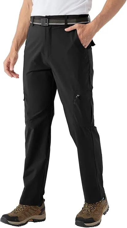 NEW Retails $40 Rdruko Men's Hiking Pants Water-Resistant Lightweight Quick Dry Outdoor Sports Work Pants 6 Pockets, Black, Sz L