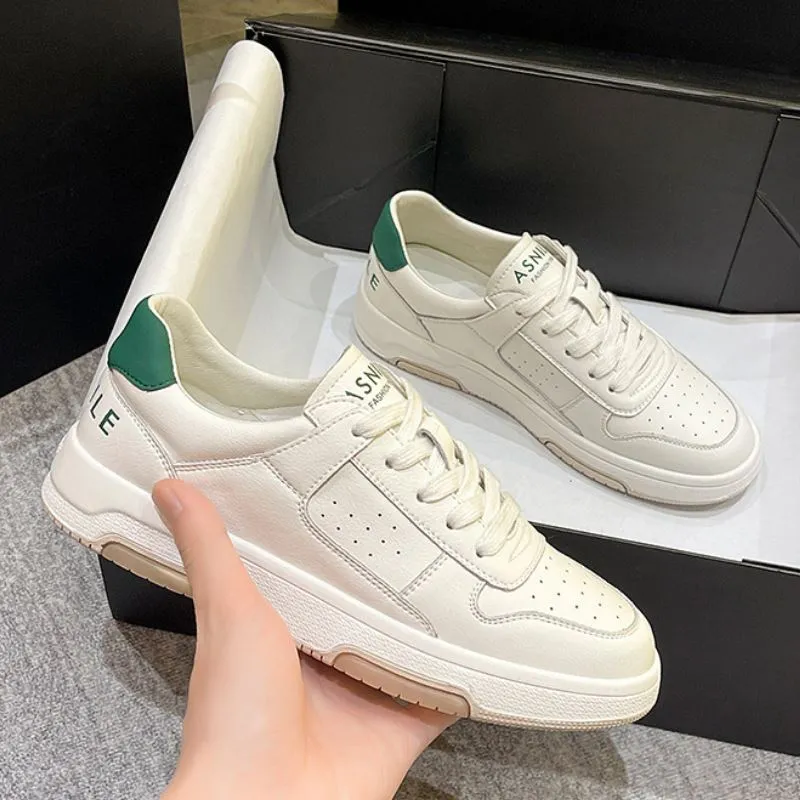 New Women Sneakers Real Leather Mixed Color Shoes