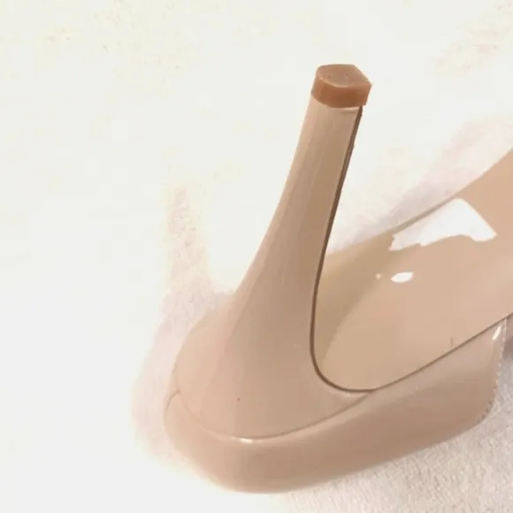 Nine West Nude Beige Tan Peeptoe Open Toe Pumps 4&quot; Heels Sz 9.5