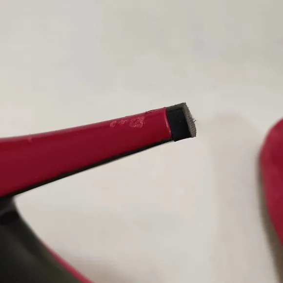 Nine West RED LEATHER Suede Open Toe Pumps Size 9M Prom Cocktail City Stiletto