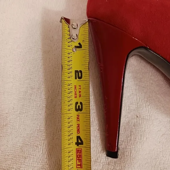Nine West RED LEATHER Suede Open Toe Pumps Size 9M Prom Cocktail City Stiletto