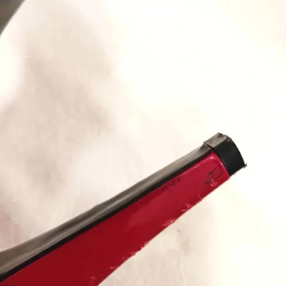Nine West RED LEATHER Suede Open Toe Pumps Size 9M Prom Cocktail City Stiletto