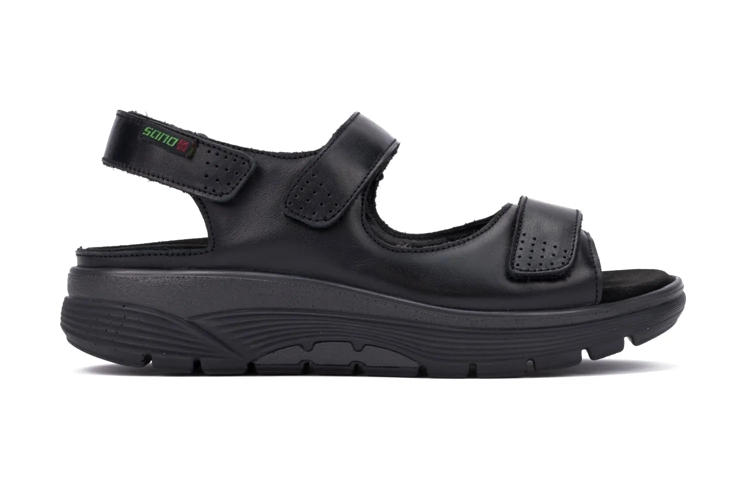 'Norine' women's rolling walking wide fit (H) sandal - black