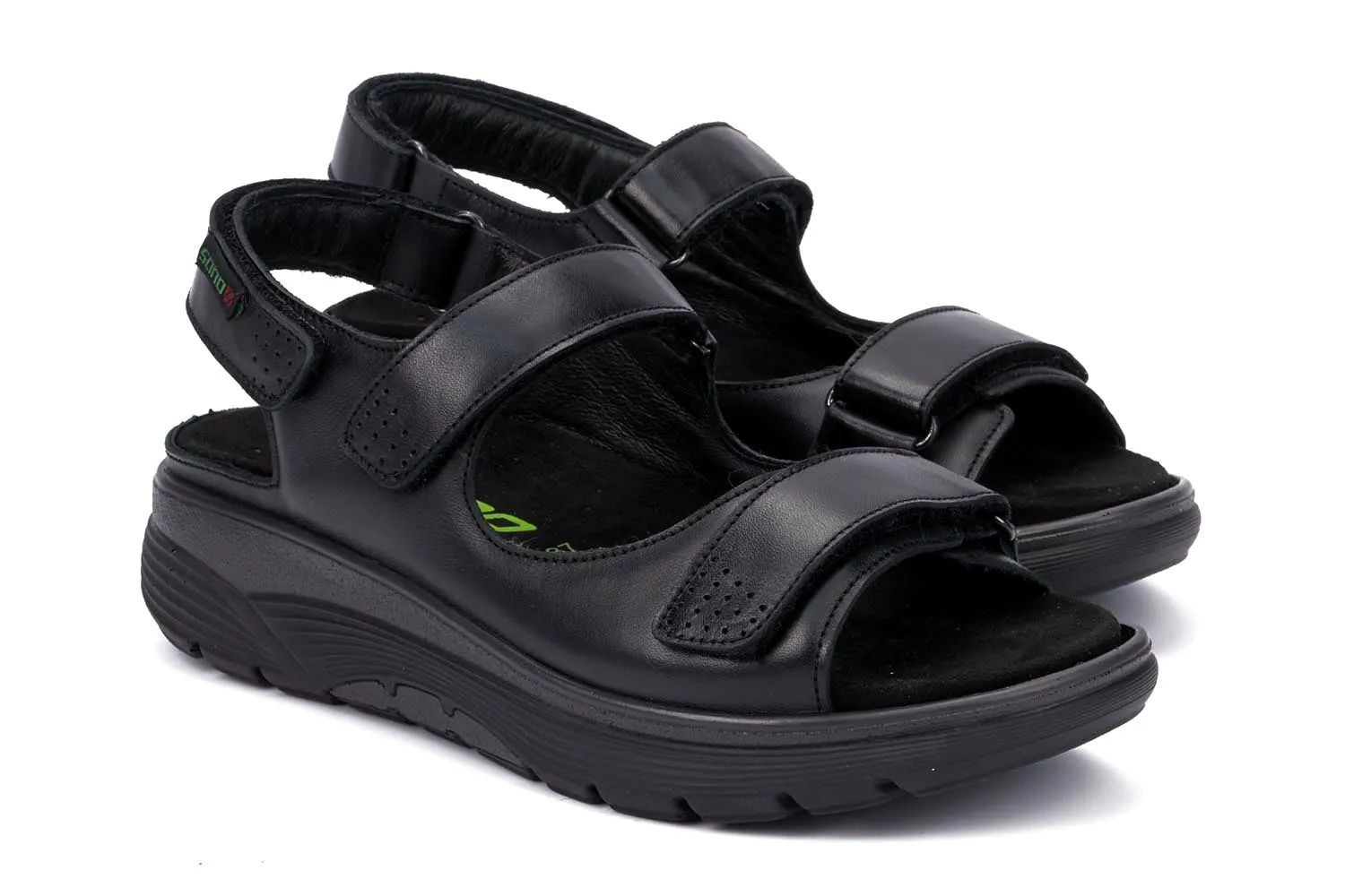 'Norine' women's rolling walking wide fit (H) sandal - black