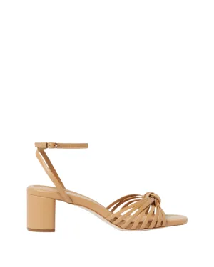 OLIVIA LEATHER KNOT MID HEEL SANDAL