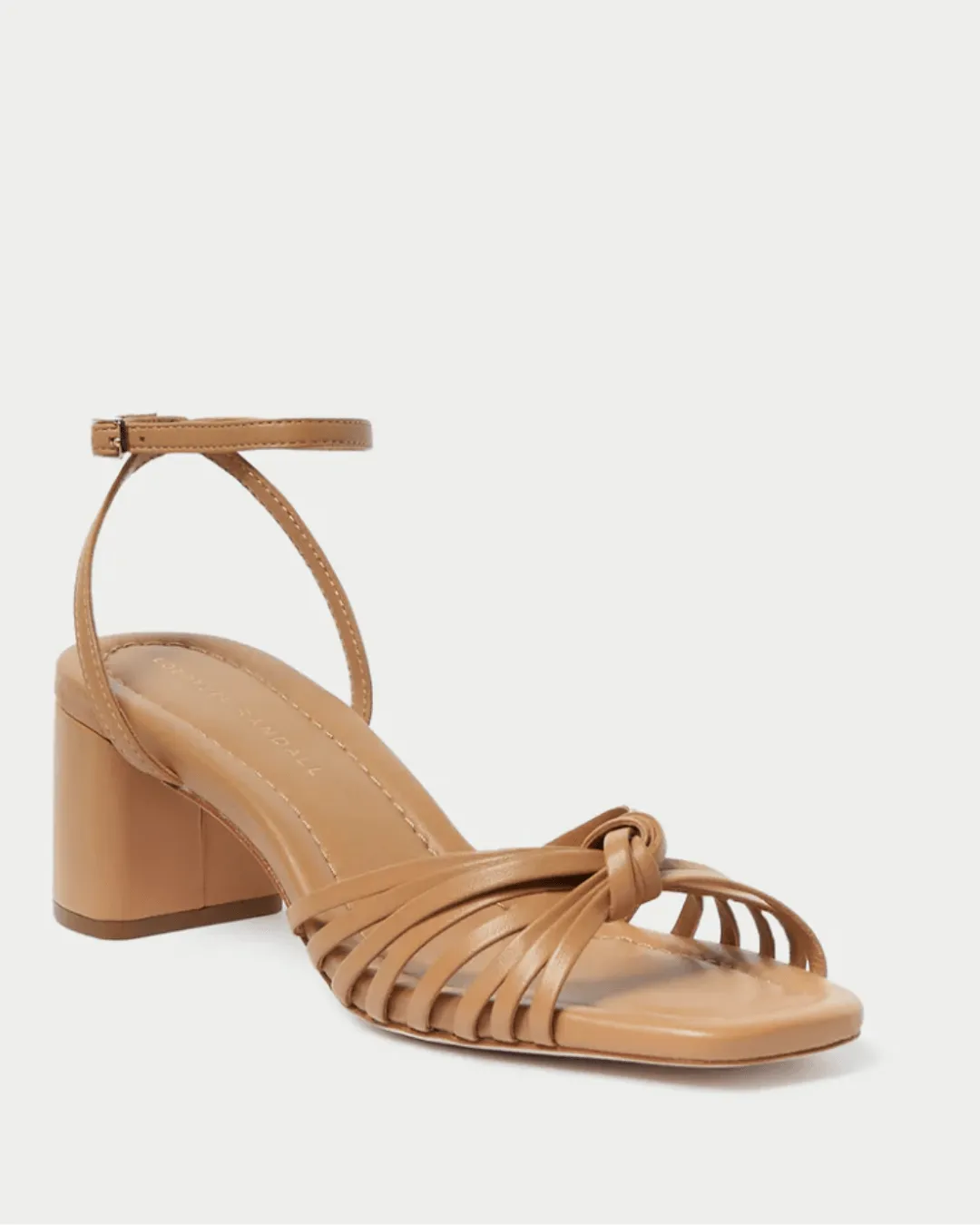 OLIVIA LEATHER KNOT MID HEEL SANDAL