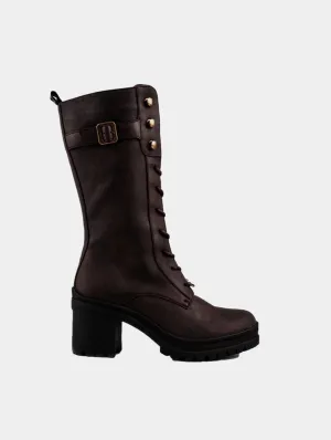 Oolong Women's Vegan Leather Mid Calf Boots | Brown