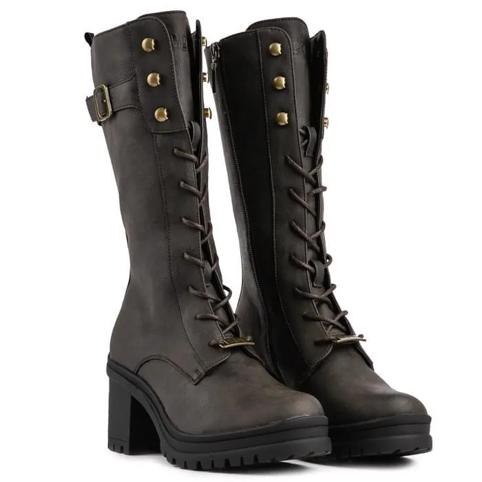 Oolong Women's Vegan Leather Mid Calf Boots | Brown