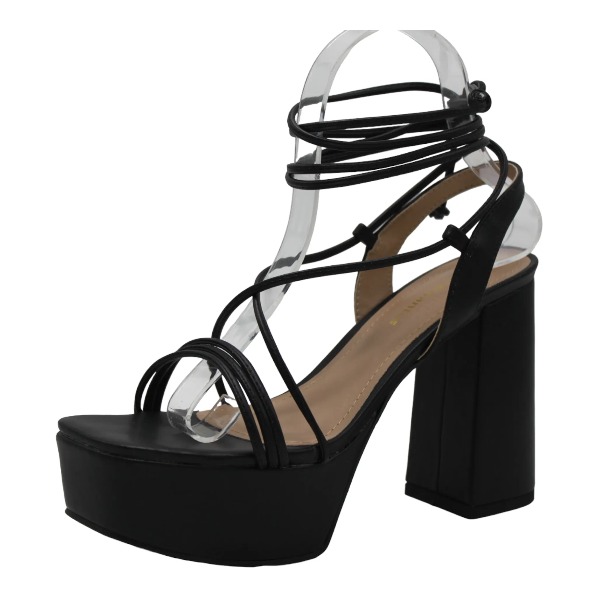 Open Toe Ankle Tie Up Platform Heels