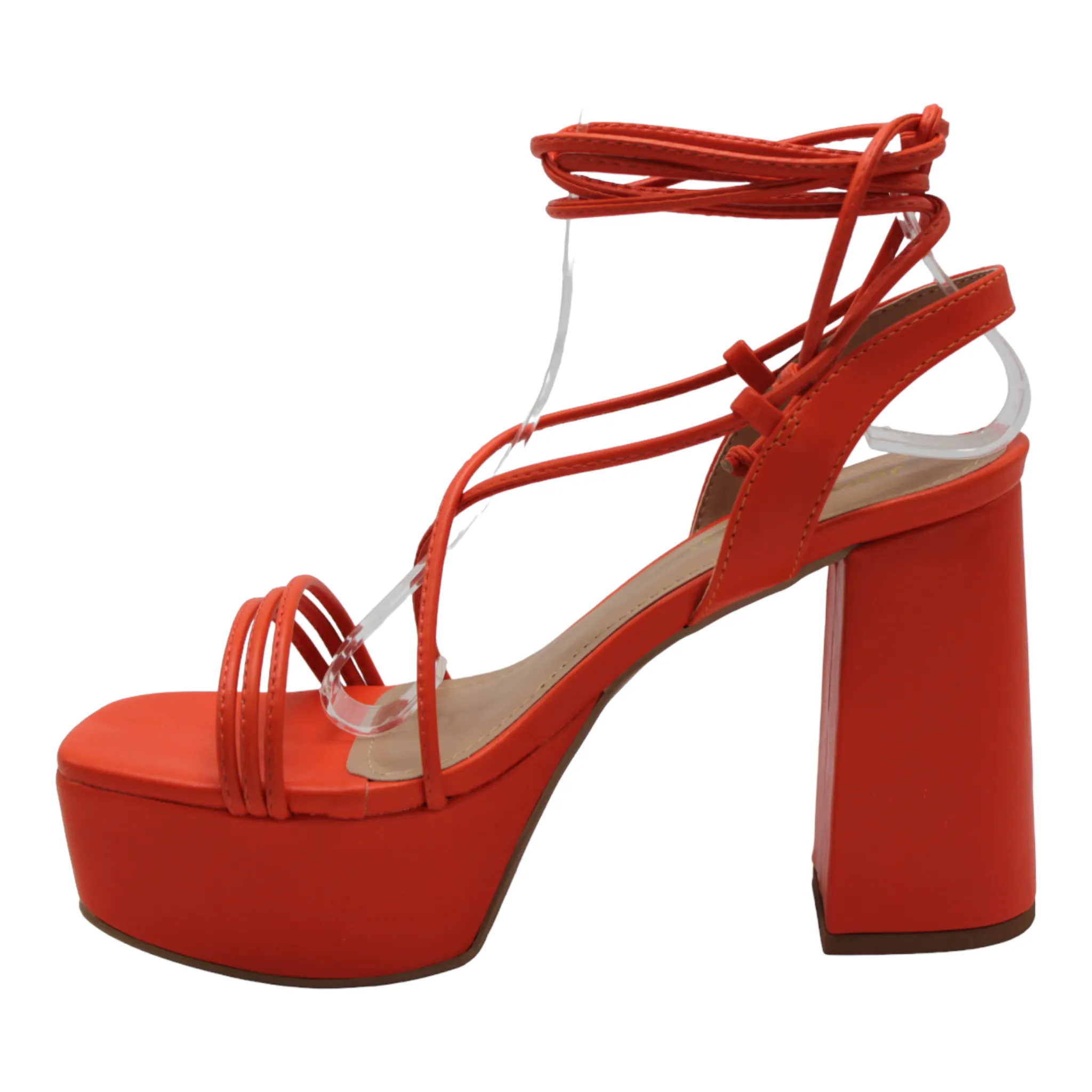Open Toe Ankle Tie Up Platform Heels