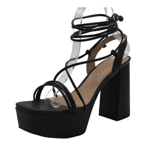 Open Toe Ankle Tie Up Platform Heels