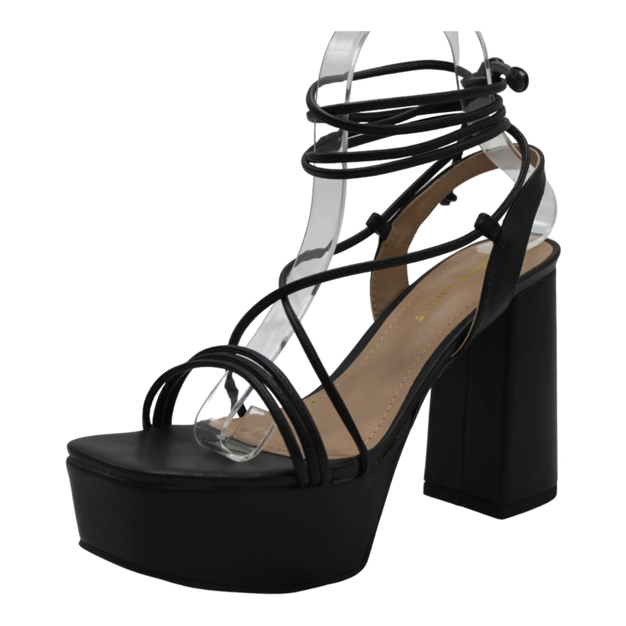 Open Toe Ankle Tie Up Platform Heels