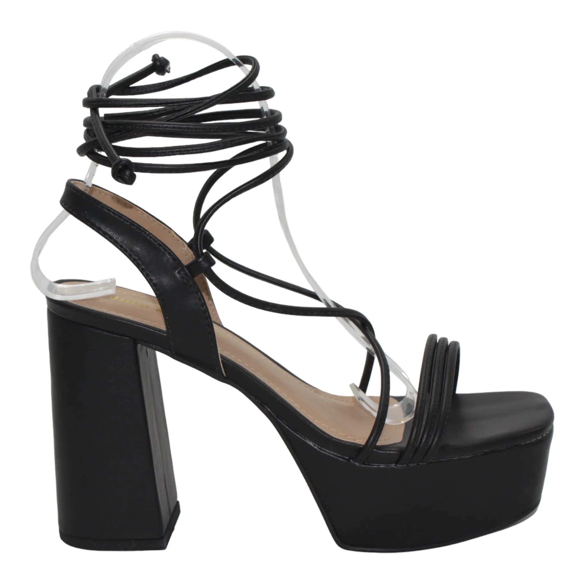 Open Toe Ankle Tie Up Platform Heels