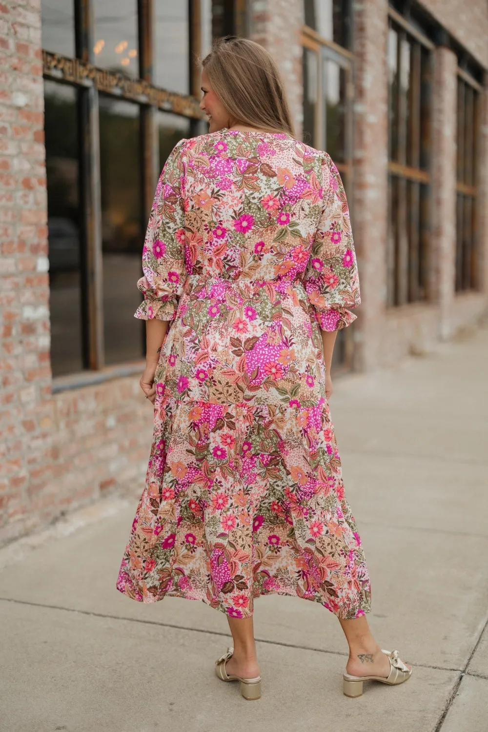 Ophelia Fall Floral Orchid Midi Dress (XS-3XL)
