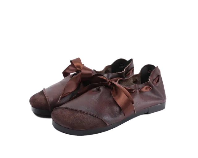 Original leather women's shoes suede leather retro comfortable soft sole shoes flat color matching casual shoes
