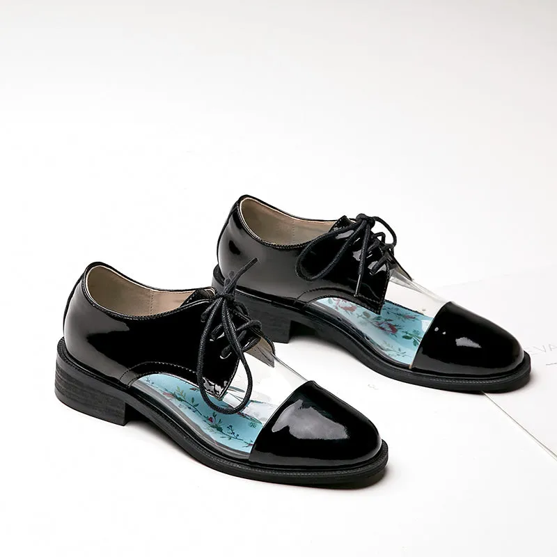 Oxfords Shoes Black Leopard Print Woman Horsehair Flats