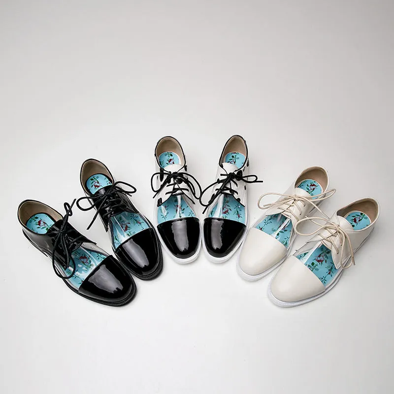 Oxfords Shoes Black Leopard Print Woman Horsehair Flats