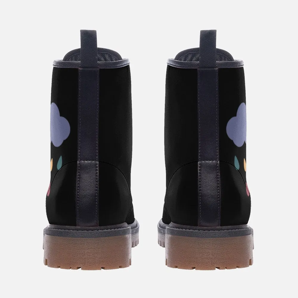 Pastel Goth Rainy Clouds Vegan Leather Unisex Boots