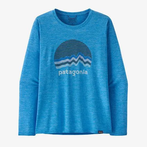Patagonia Women's Long-Sleeved Capilene® Cool Daily Graphic Shirt Ridge Rise Moonlight: Vessel Blue X-Dye