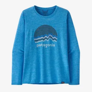 Patagonia Women's Long-Sleeved Capilene® Cool Daily Graphic Shirt Ridge Rise Moonlight: Vessel Blue X-Dye