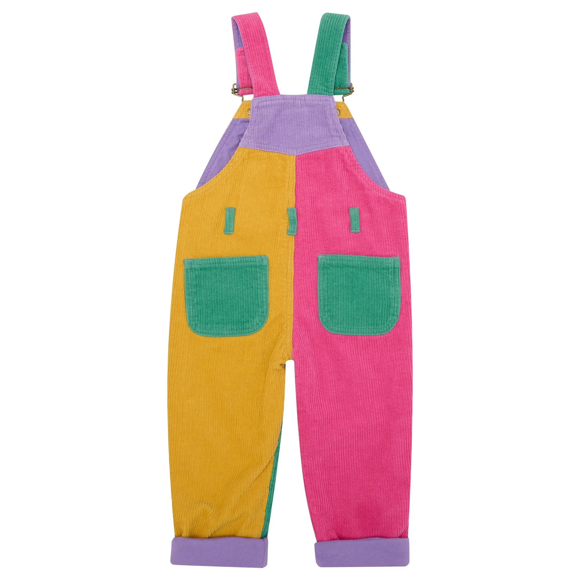 Patchwork Chunky Cord Dungarees - Bright