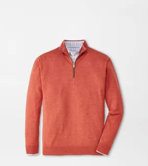 Peter Millar - Autumn Crest Suede Trim Quarter-Zip - Burnt Orange