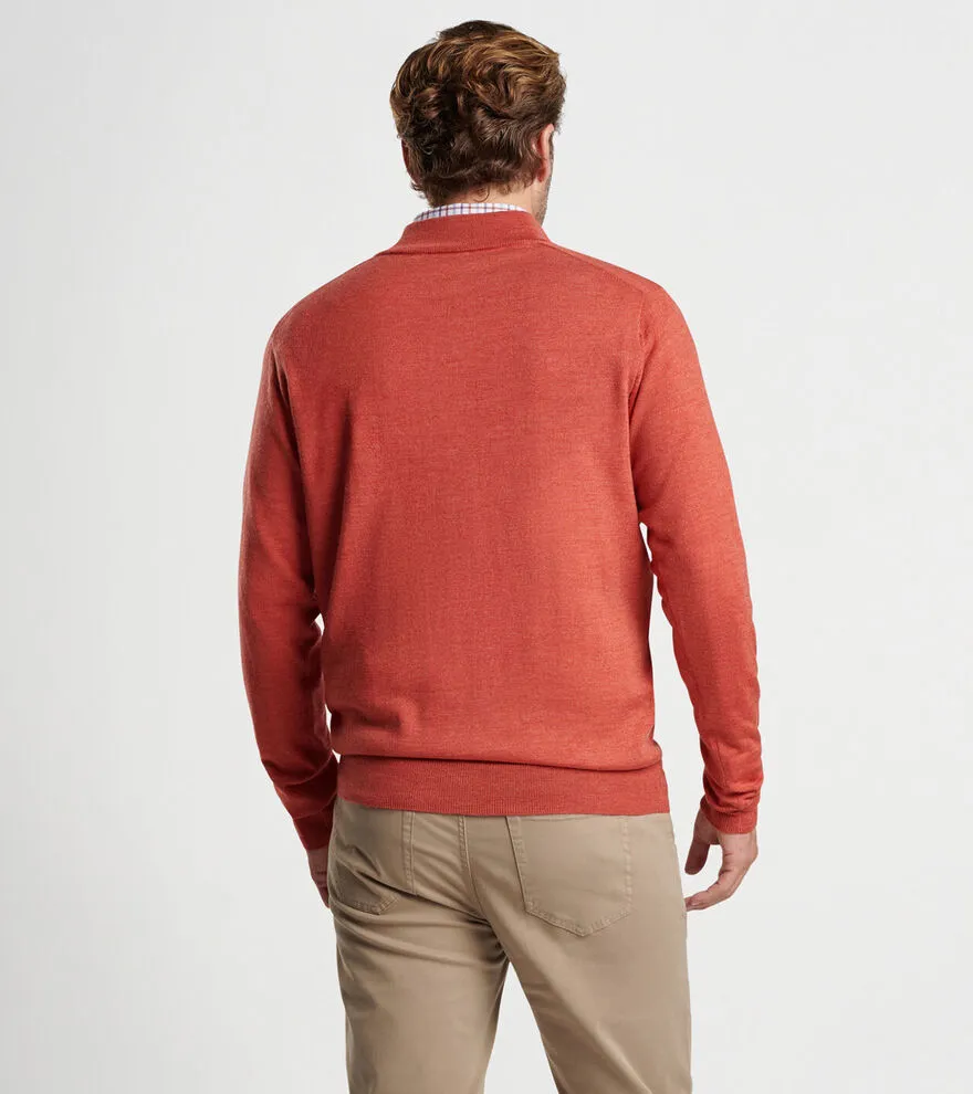 Peter Millar - Autumn Crest Suede Trim Quarter-Zip - Burnt Orange