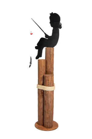 Pier Post with Fishing Boy or Girl