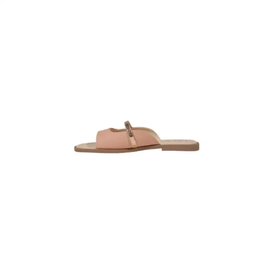 Pink Leather Slide Sandal with Studded Strap