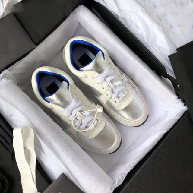 Plus Size 34-41 Women's Shoes Fashion Causal Sneaker Shoes Genuine Leather Flat Shoes Multi color Lace-up Shoes