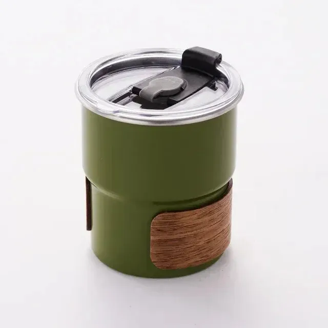 Portable 300ml Stainless Steel Coffee Mug with Lid - Heat Resistant Camping Mug