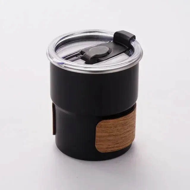 Portable 300ml Stainless Steel Coffee Mug with Lid - Heat Resistant Camping Mug