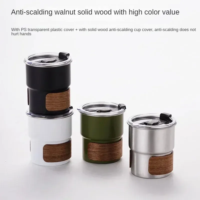 Portable 300ml Stainless Steel Coffee Mug with Lid - Heat Resistant Camping Mug