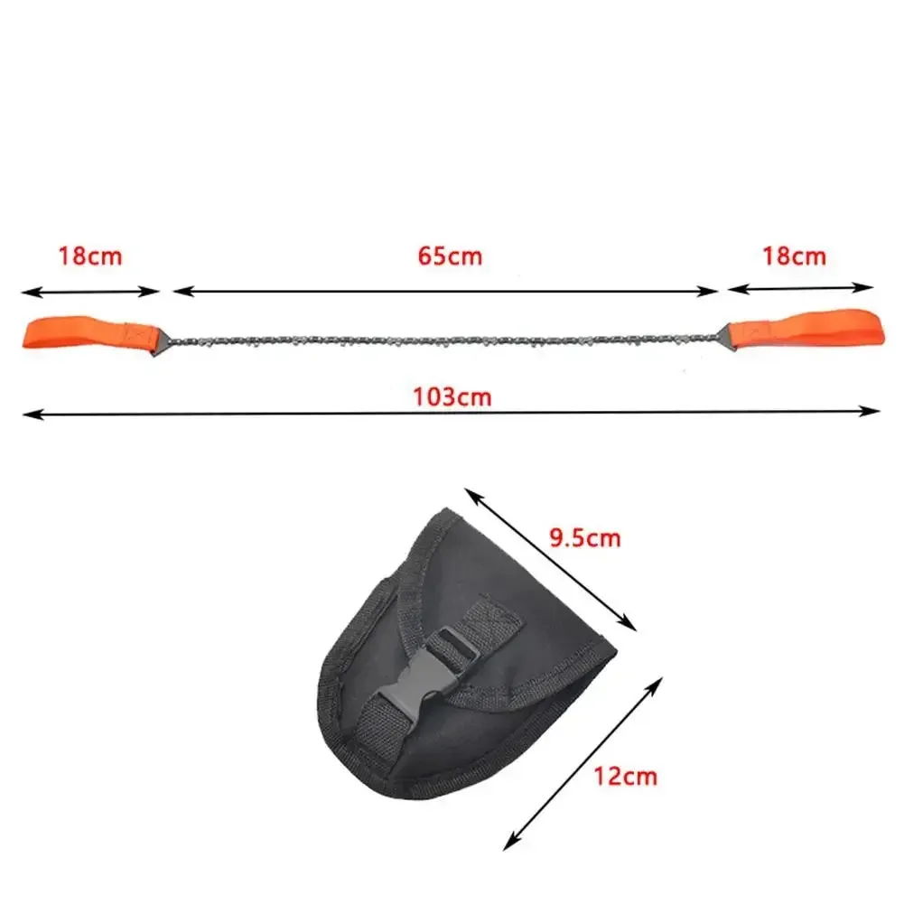 Portable Survival Chain Saw for Camping and Hiking - 40.6" Length, Hand Tool with Waterproof Pouch