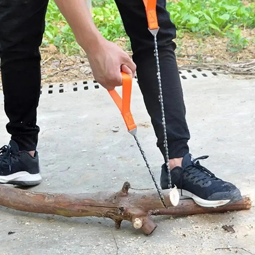 Portable Survival Chain Saw for Camping and Hiking - 40.6" Length, Hand Tool with Waterproof Pouch