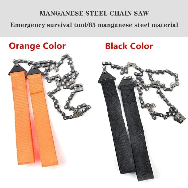 Portable Survival Chain Saw for Camping and Hiking - 40.6" Length, Hand Tool with Waterproof Pouch