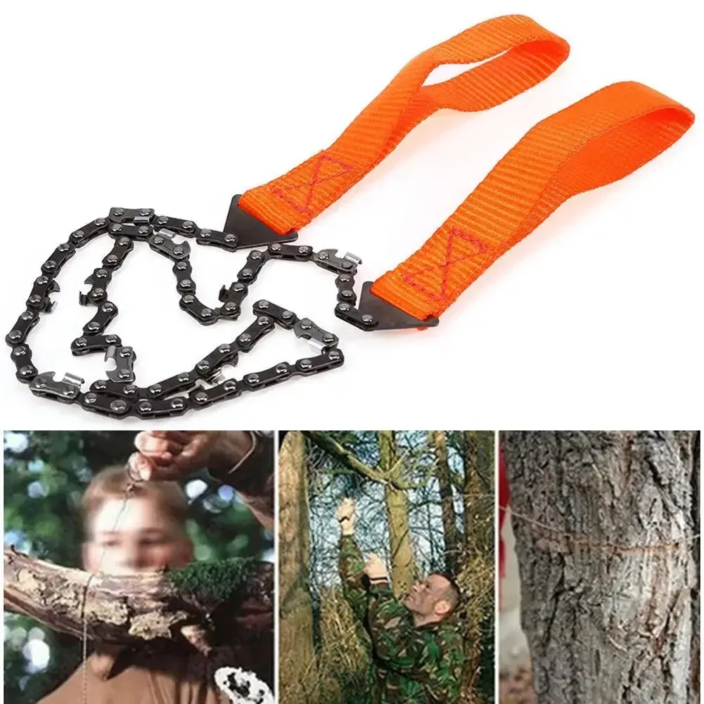 Portable Survival Chain Saw for Camping and Hiking - 40.6" Length, Hand Tool with Waterproof Pouch