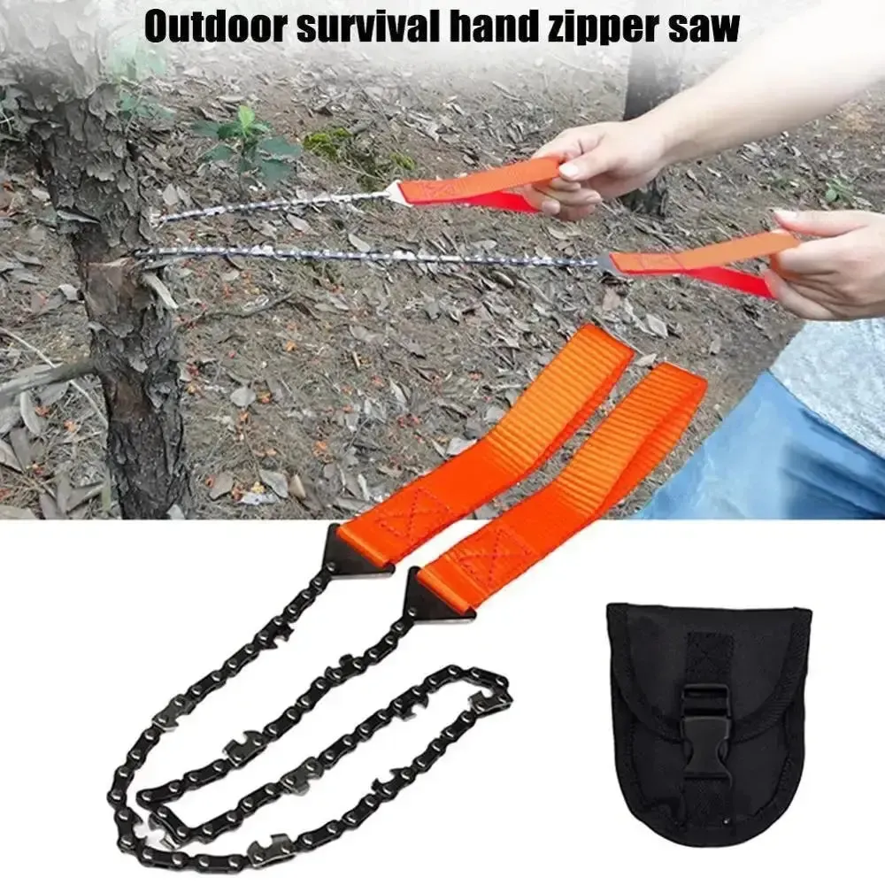 Portable Survival Chain Saw for Camping and Hiking - 40.6" Length, Hand Tool with Waterproof Pouch